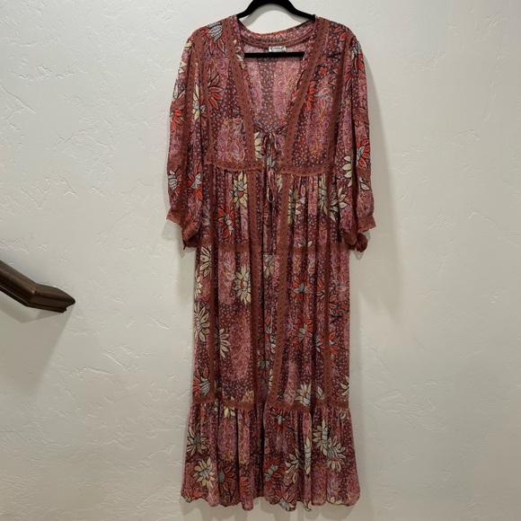 Free People Intimately FP Grasslands Kimono Robe Duster Sheer Rose Women's XS/S - Picture 6 of 15